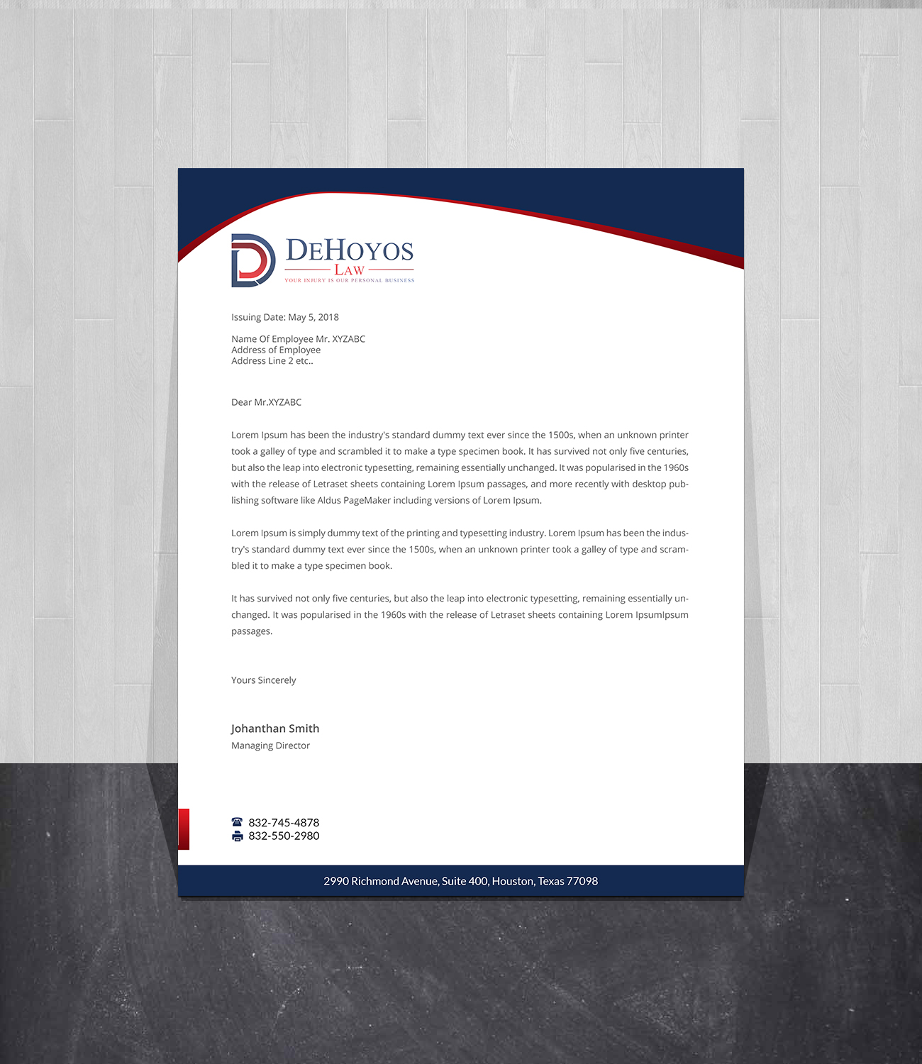 Stationery Design by Creations Box 2015 for DeHoyos Law | Design #28001303