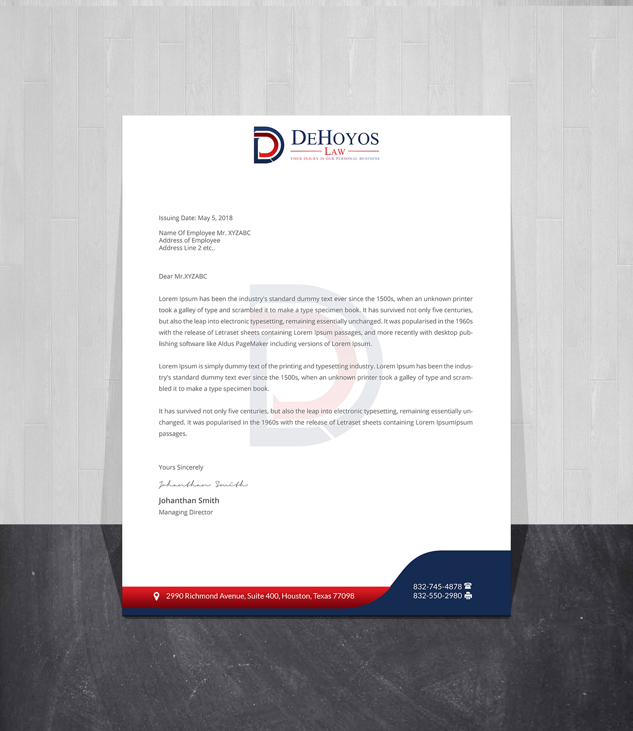 Stationery Design by Creations Box 2015 for DeHoyos Law | Design #28001304
