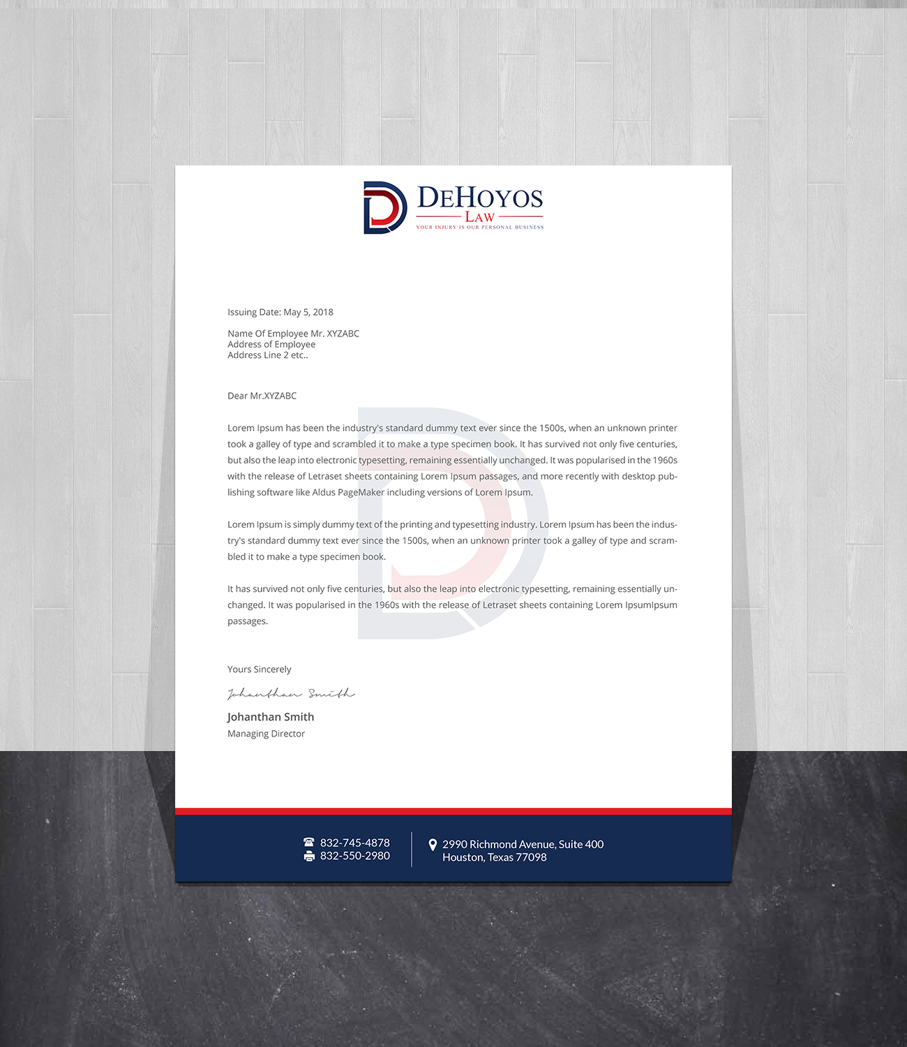 Stationery Design by Creations Box 2015 for DeHoyos Law | Design #28001305