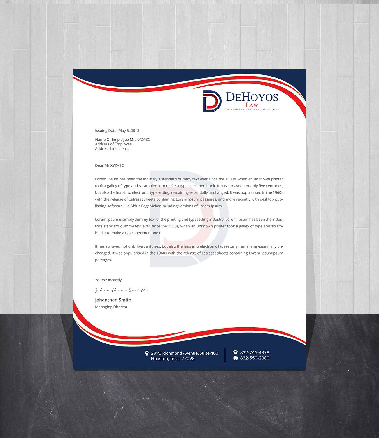 Stationery Design by Creations Box 2015 for DeHoyos Law | Design #28001306