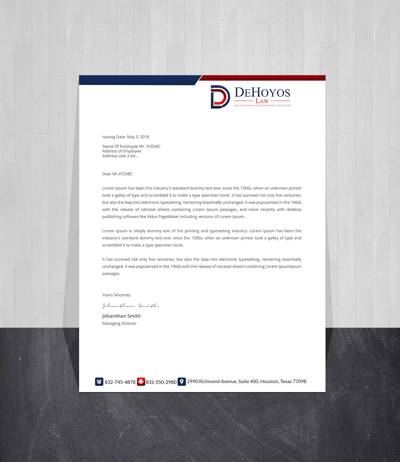 Stationery Design by Creations Box 2015 for DeHoyos Law | Design #28001314