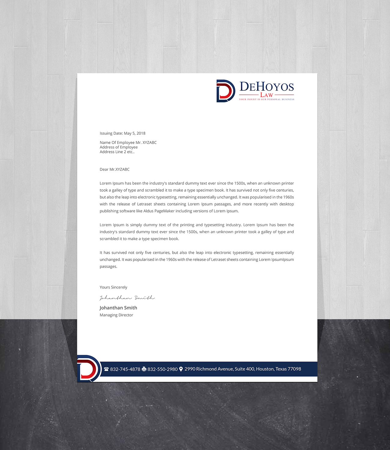 Stationery Design by Creations Box 2015 for DeHoyos Law | Design #28001321