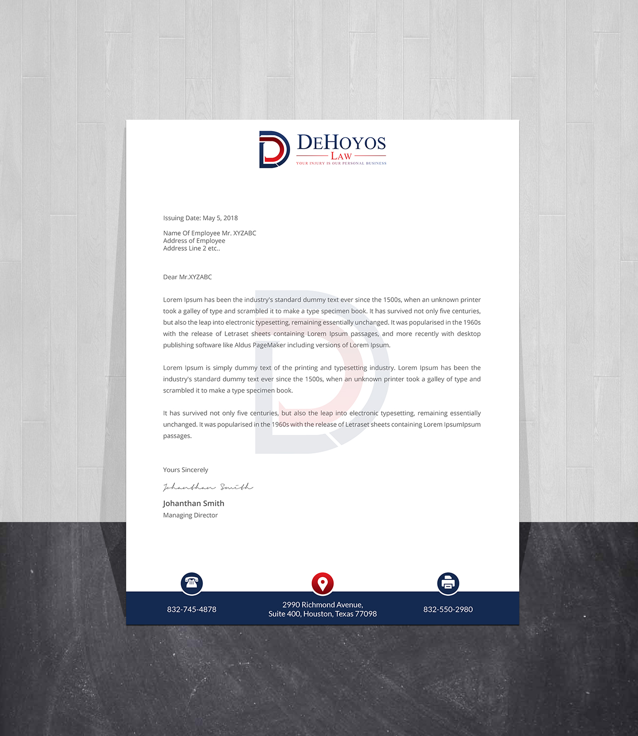 Stationery Design by Creations Box 2015 for DeHoyos Law | Design #28001322