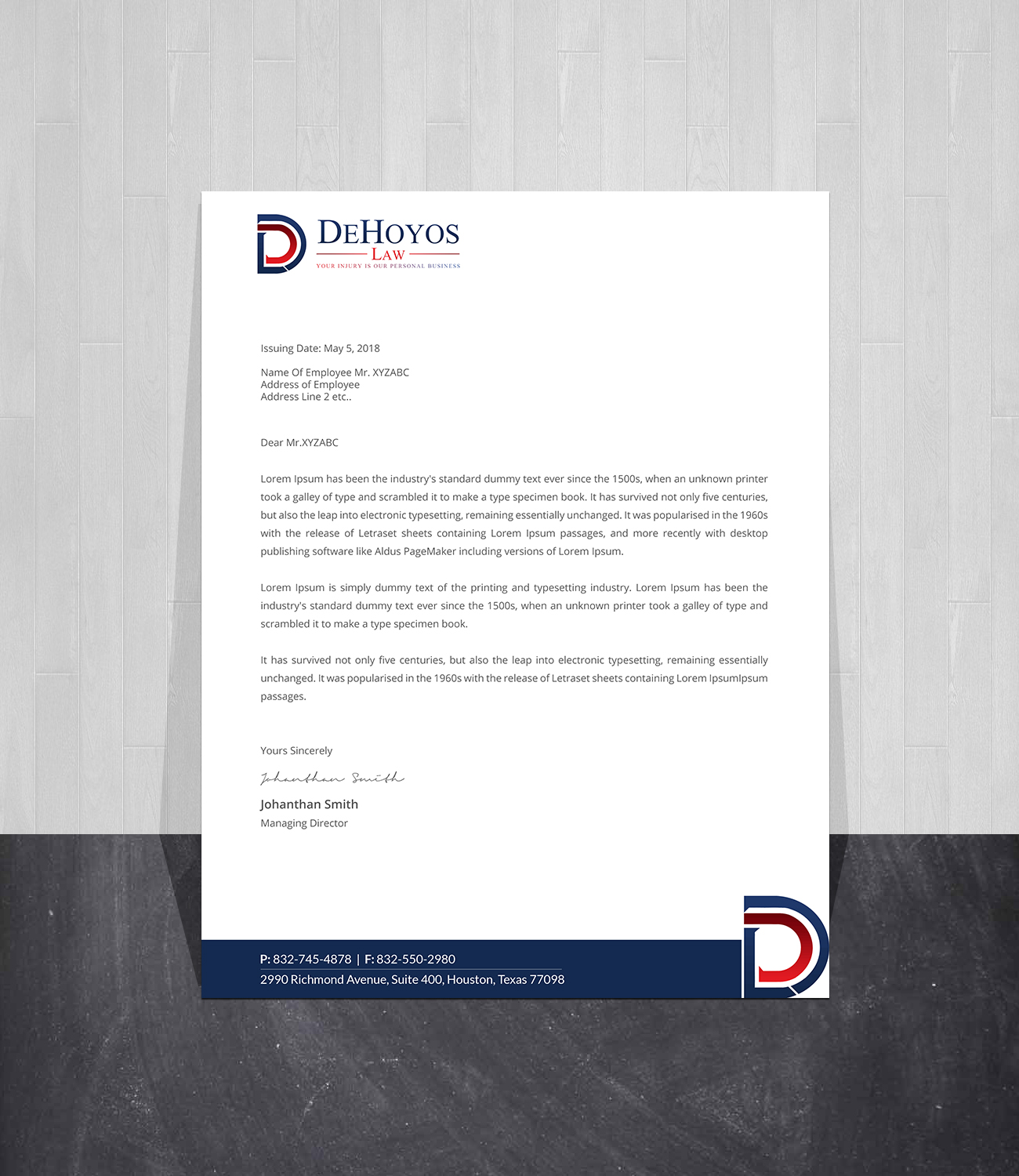 Stationery Design by Creations Box 2015 for DeHoyos Law | Design #28001324
