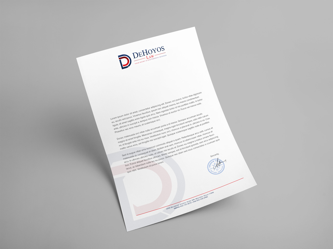 Stationery Design by HYPdesign for DeHoyos Law | Design #27998052