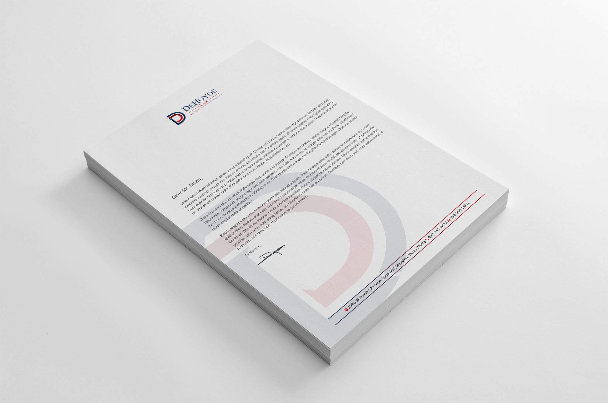 Stationery Design by chandrayaan.creative for DeHoyos Law | Design #28002307