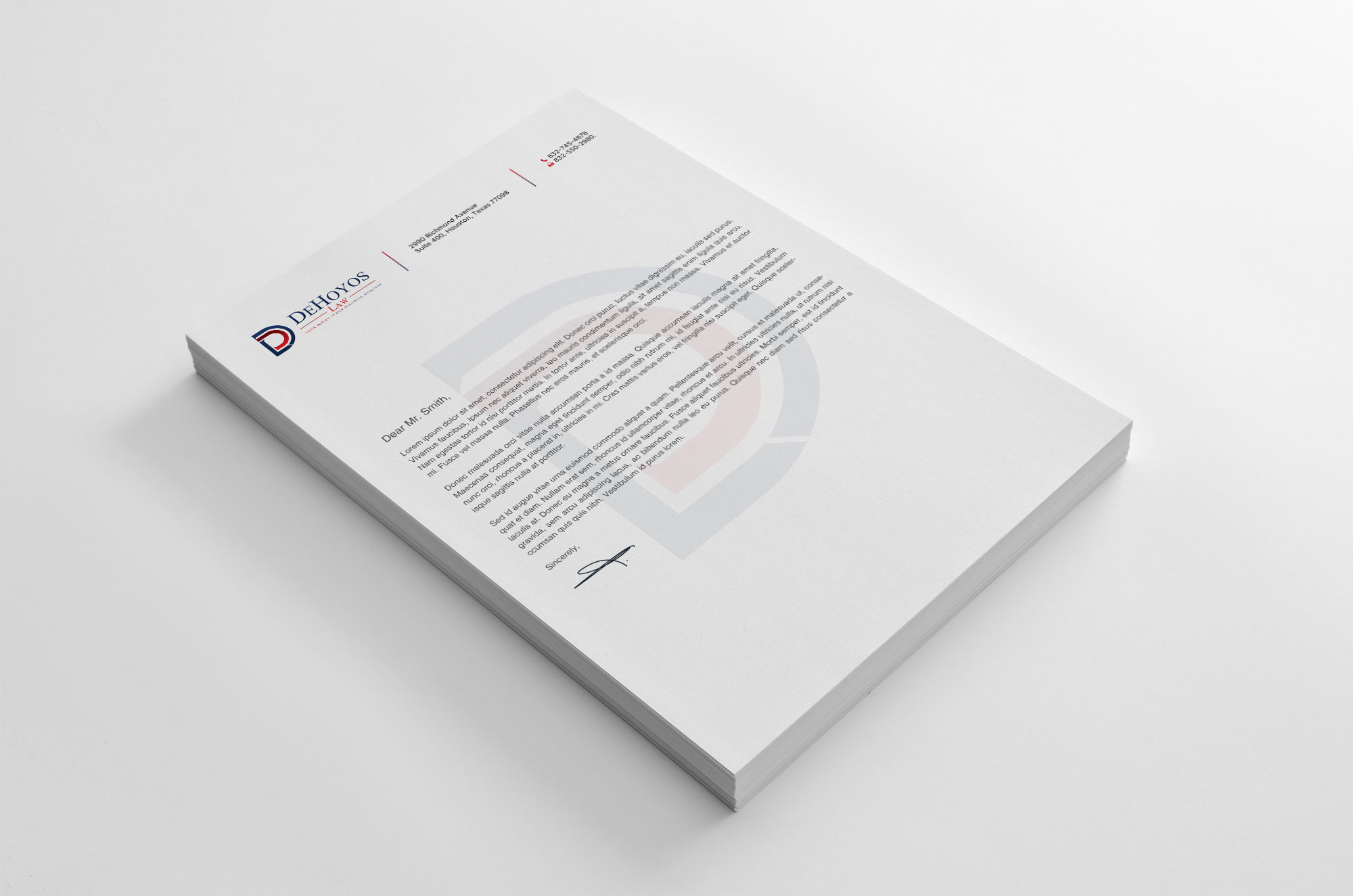 Stationery Design by chandrayaan.creative for DeHoyos Law | Design #28002311