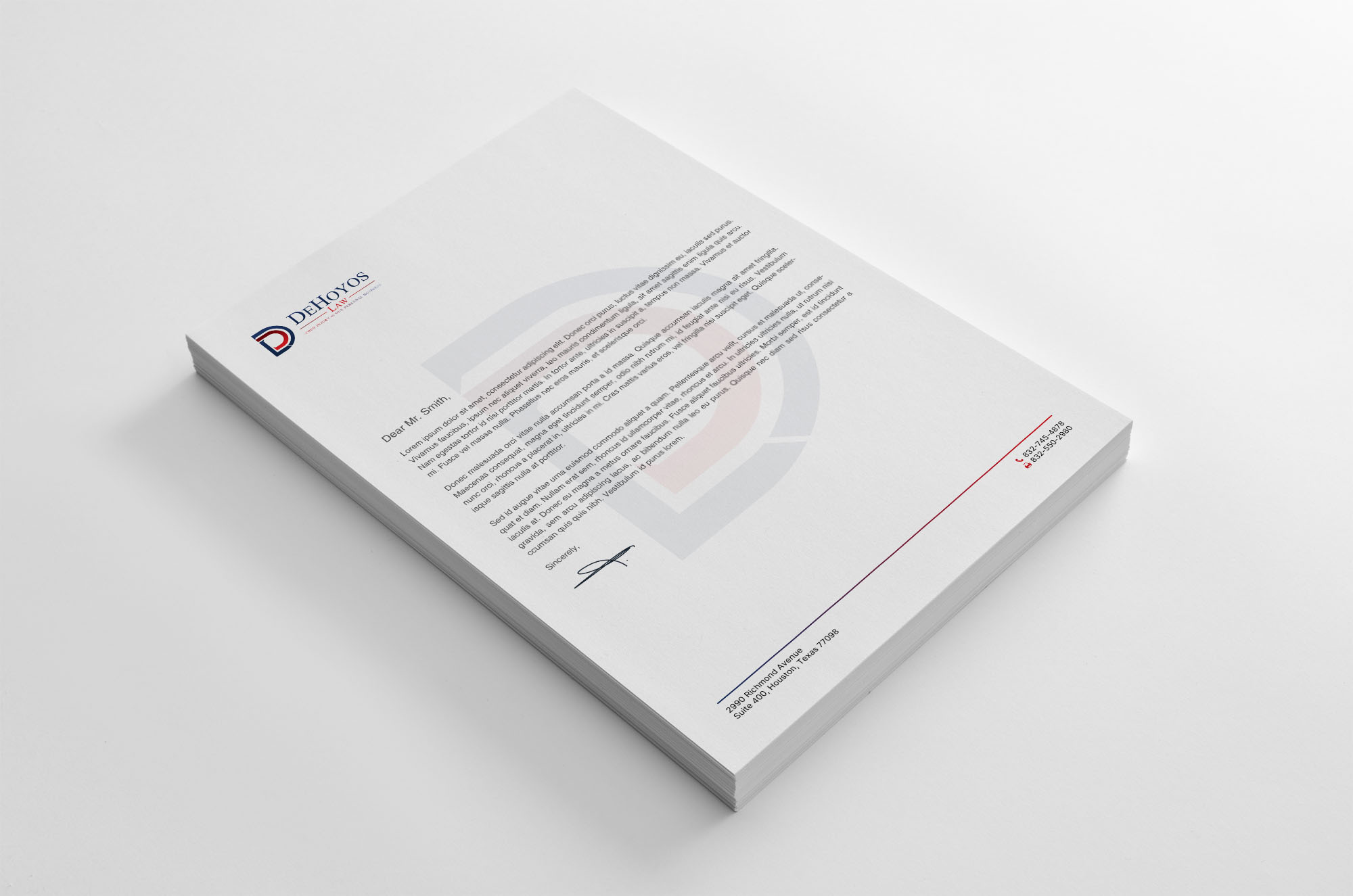 Stationery Design by chandrayaan.creative for DeHoyos Law | Design #28002315