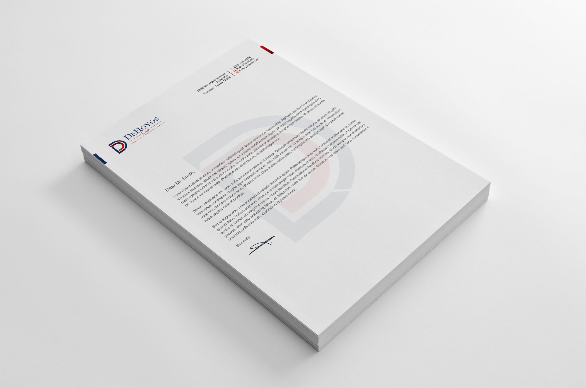 Stationery Design by chandrayaan.creative for DeHoyos Law | Design #28002318