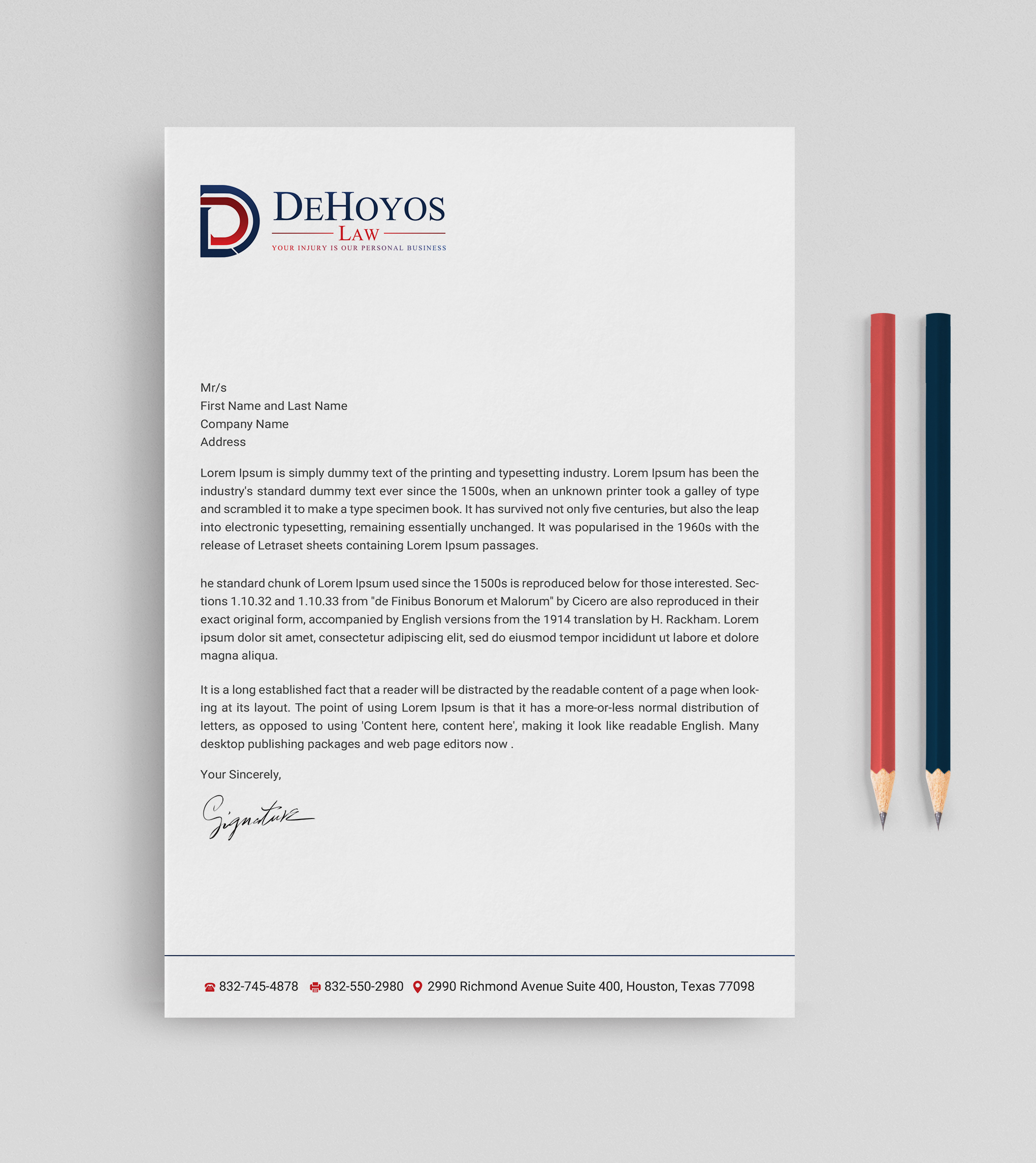 Stationery Design by Uttom 2 for DeHoyos Law | Design #27998057