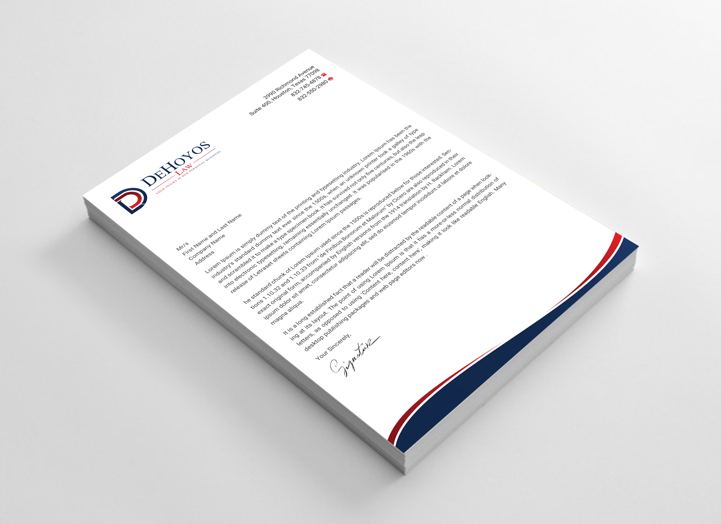 Diseño de Papelería por Uttom 2 para DeHoyos Law | Diseño #27998058