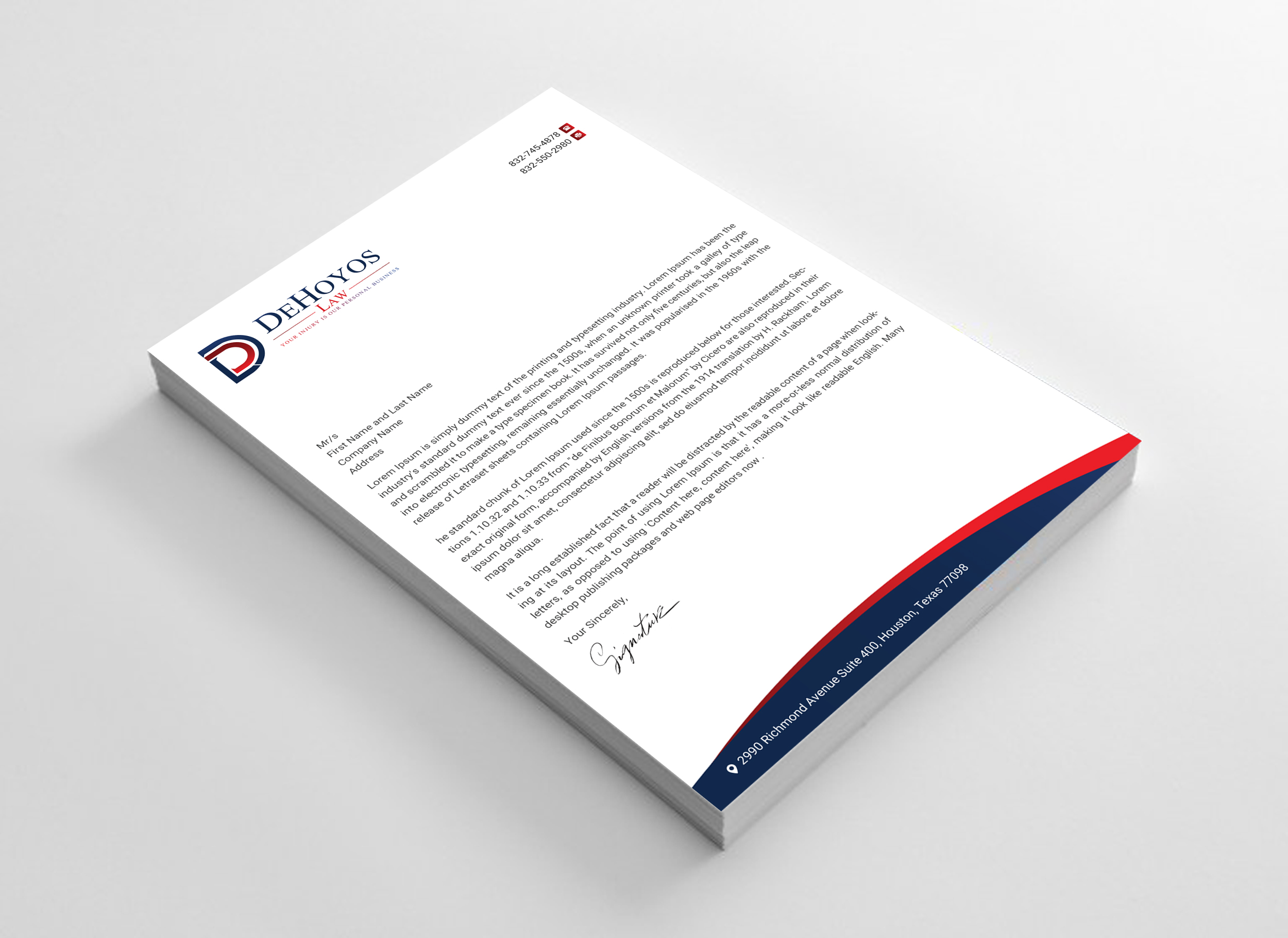 Diseño de Papelería por Uttom 2 para DeHoyos Law | Diseño #27998067