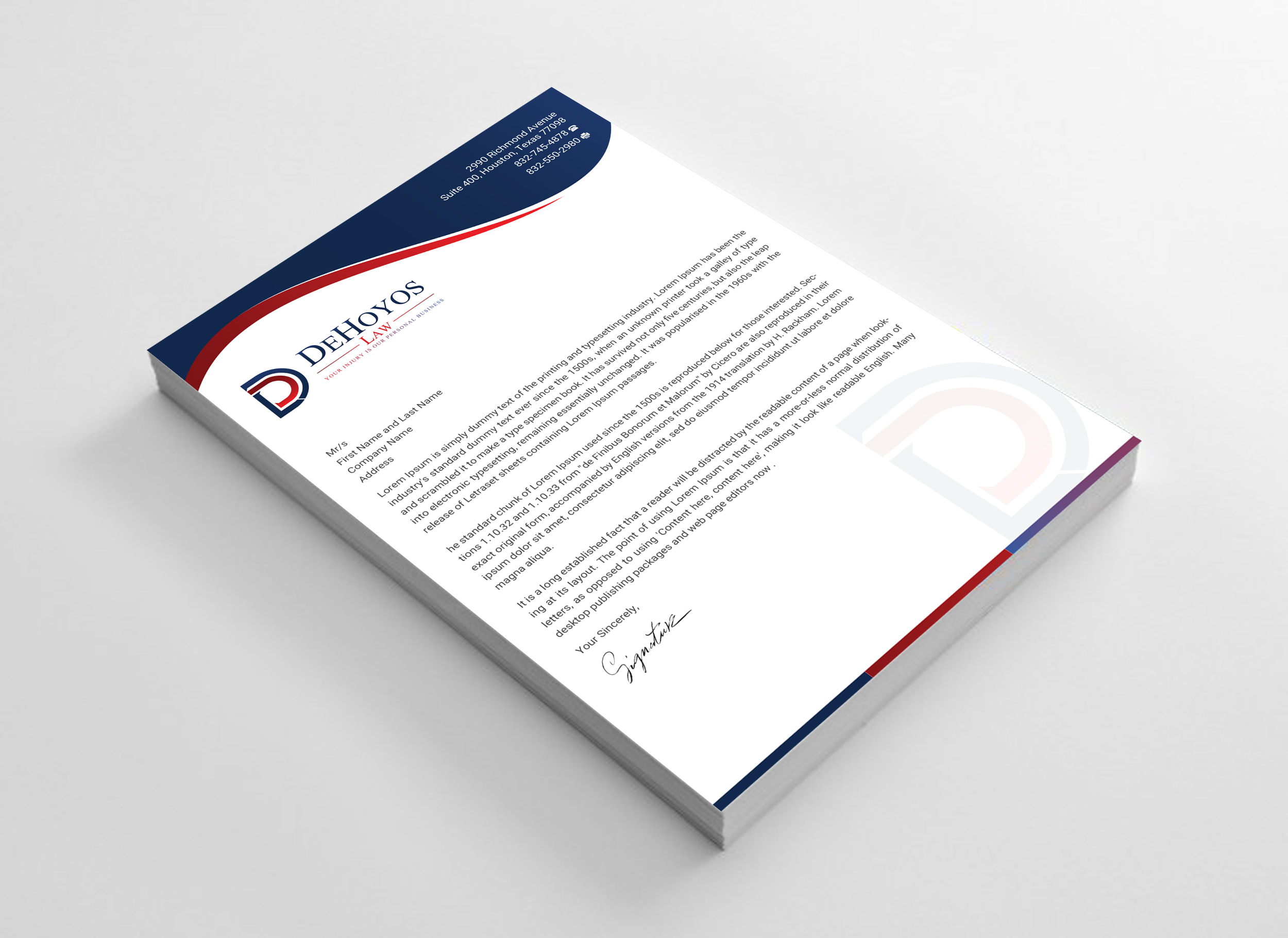 Diseño de Papelería por Uttom 2 para DeHoyos Law | Diseño #27998069