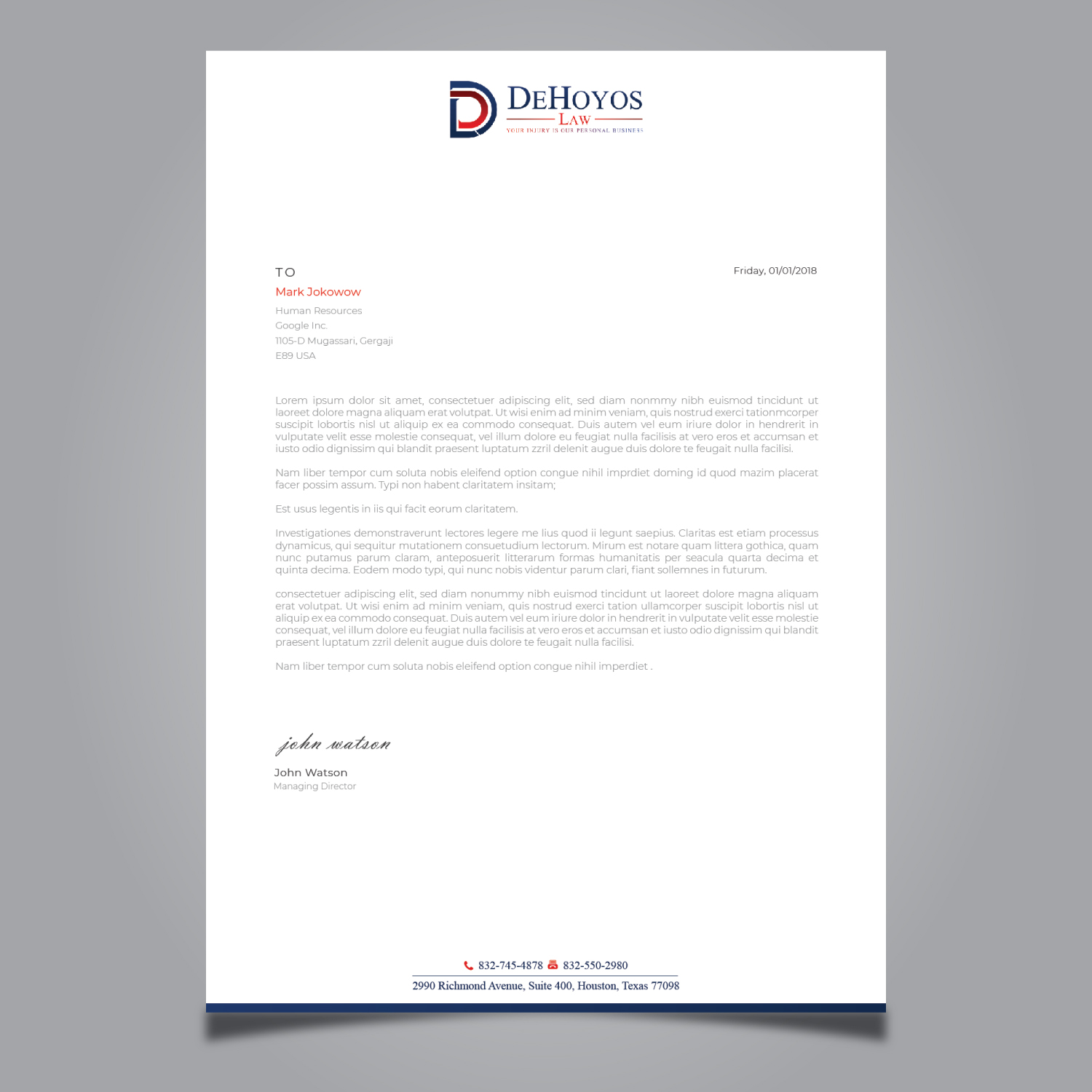 Stationery Design by Imagine design000 for DeHoyos Law | Design #27996881