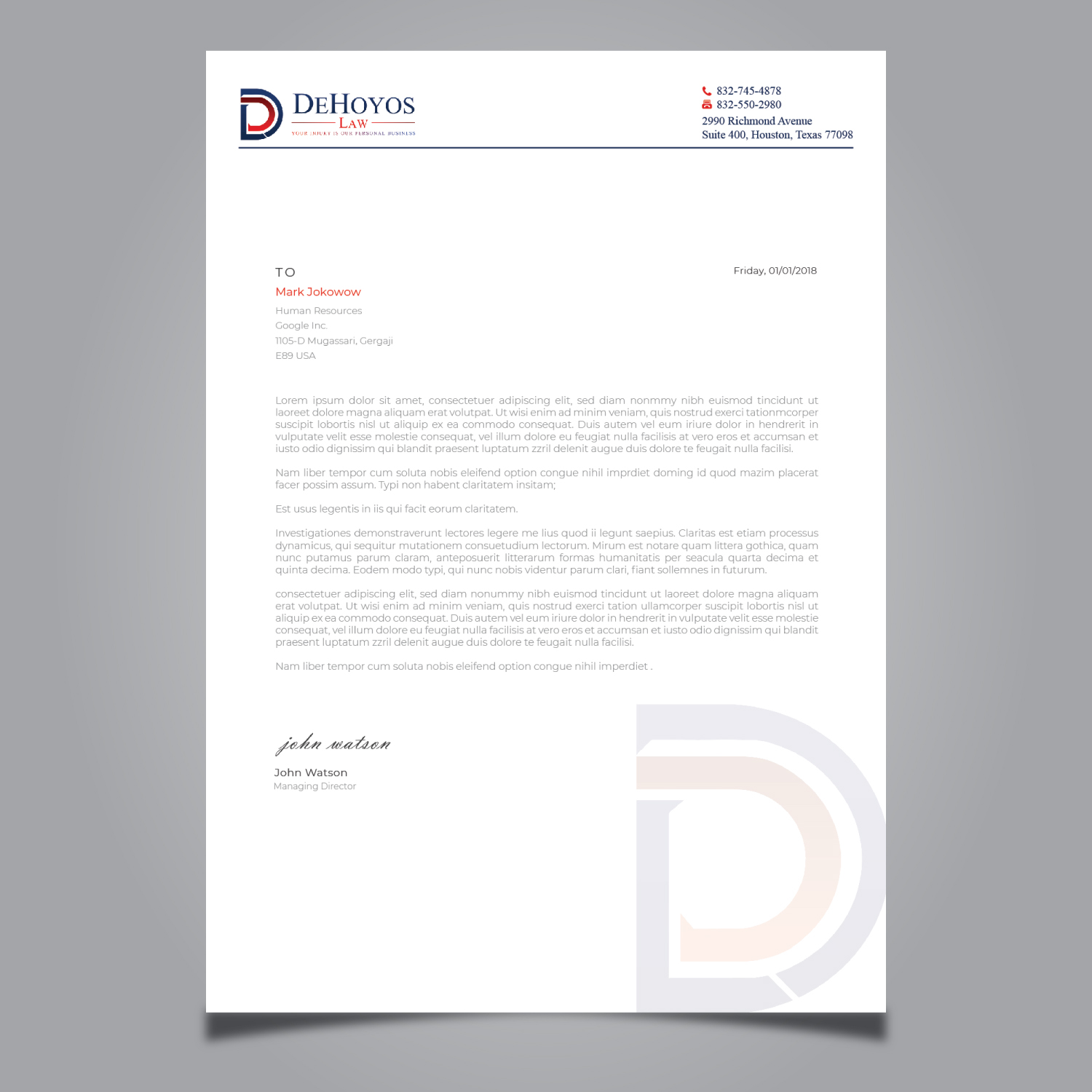 Stationery Design by Imagine design000 for DeHoyos Law | Design #27996882
