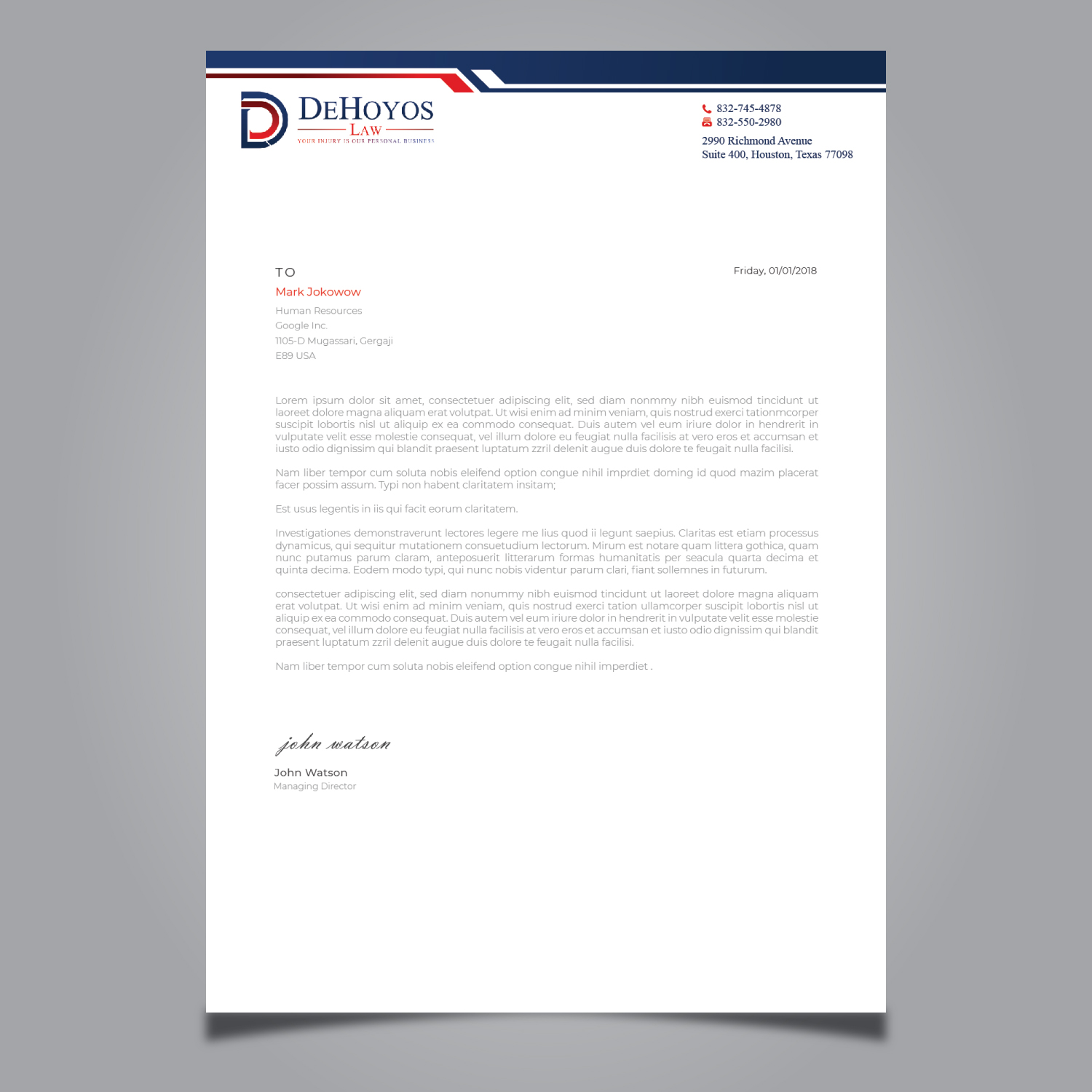 Stationery Design by Imagine design000 for DeHoyos Law | Design #27996899