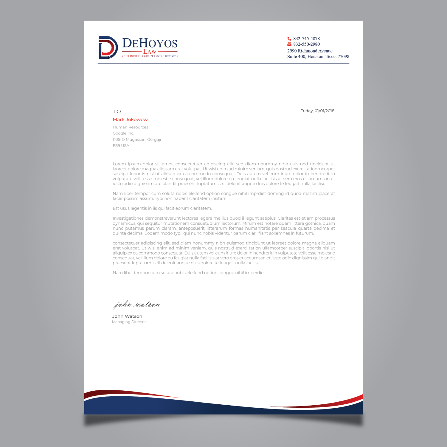 Stationery Design by Imagine design000 for DeHoyos Law | Design #27996907