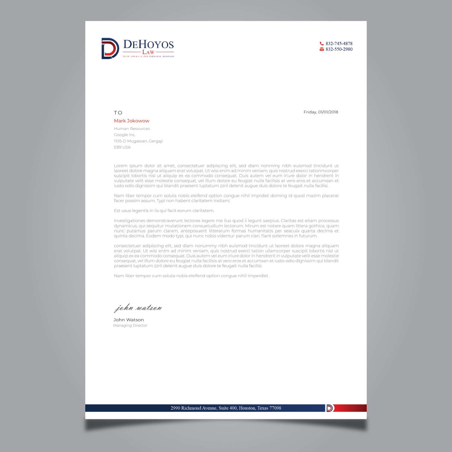 Stationery Design by Imagine design000 for DeHoyos Law | Design #27996917