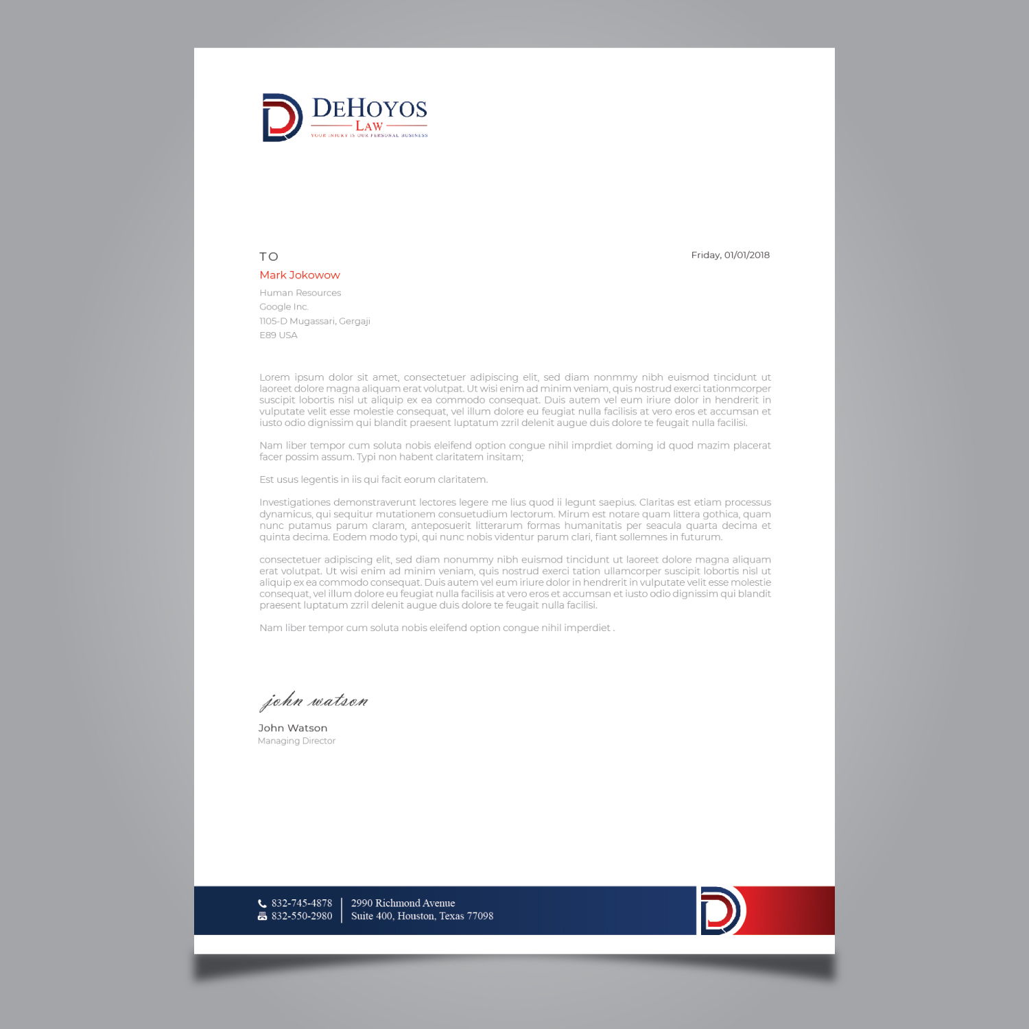 Stationery Design by Imagine design000 for DeHoyos Law | Design #27996919