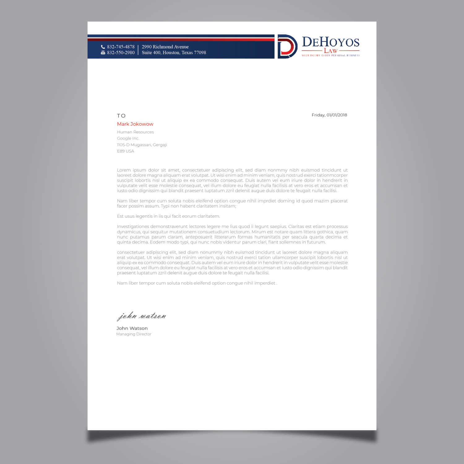 Stationery Design by Imagine design000 for DeHoyos Law | Design #27996920