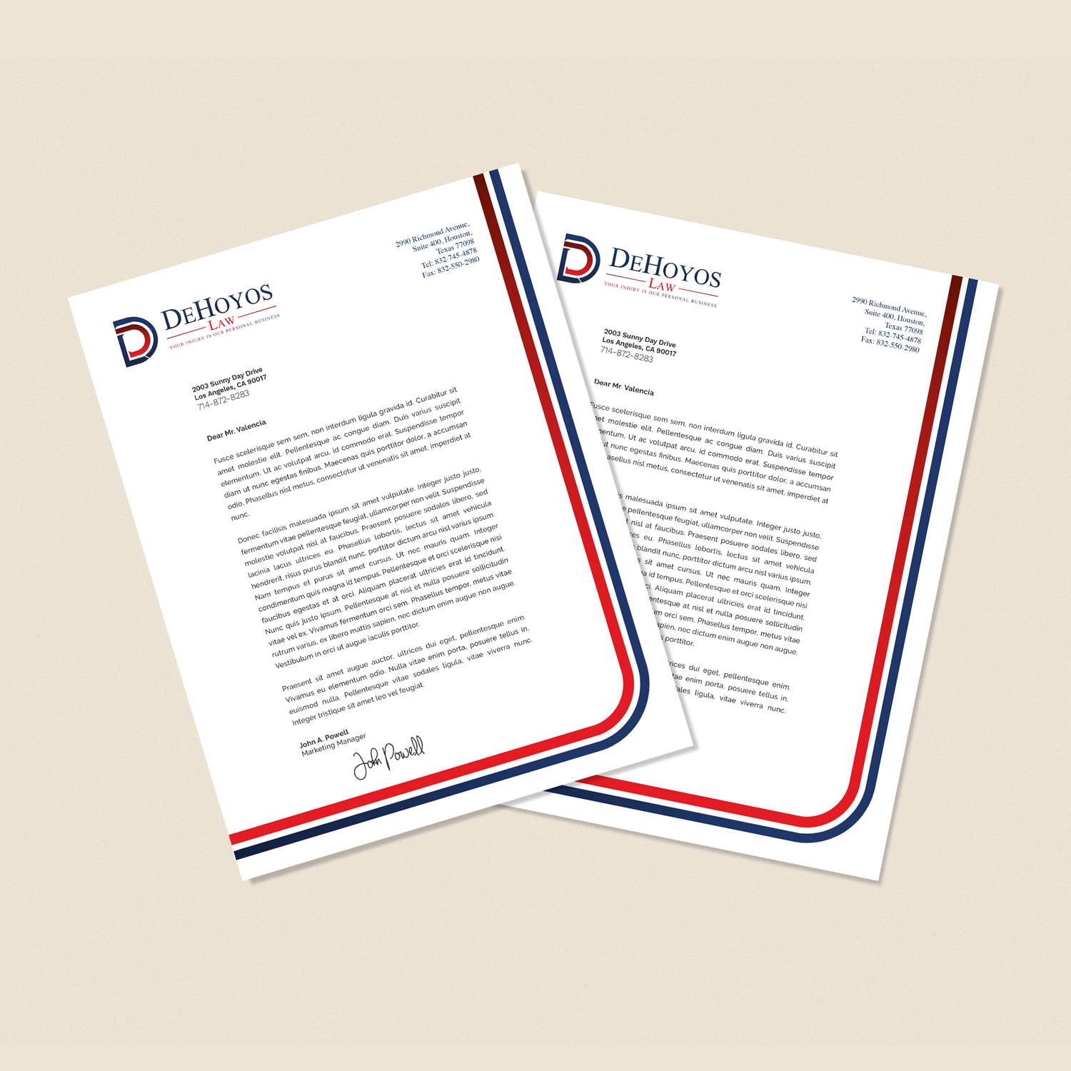 Stationery Design by Fendr for DeHoyos Law | Design #28016222