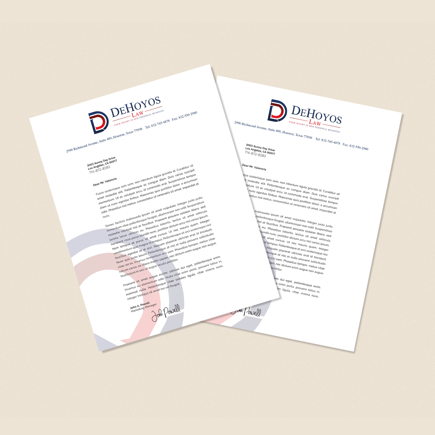 Stationery Design by Fendr for DeHoyos Law | Design #28016227