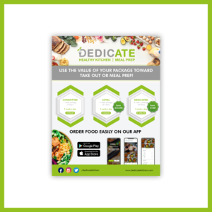 Diseño de Flyer por Desire Design Solutions para DEDICATE Healthy Kitchen | Diseño #28001445