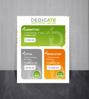 Diseño de Flyer por Creations Box 2015 para DEDICATE Healthy Kitchen | Diseño #28004005
