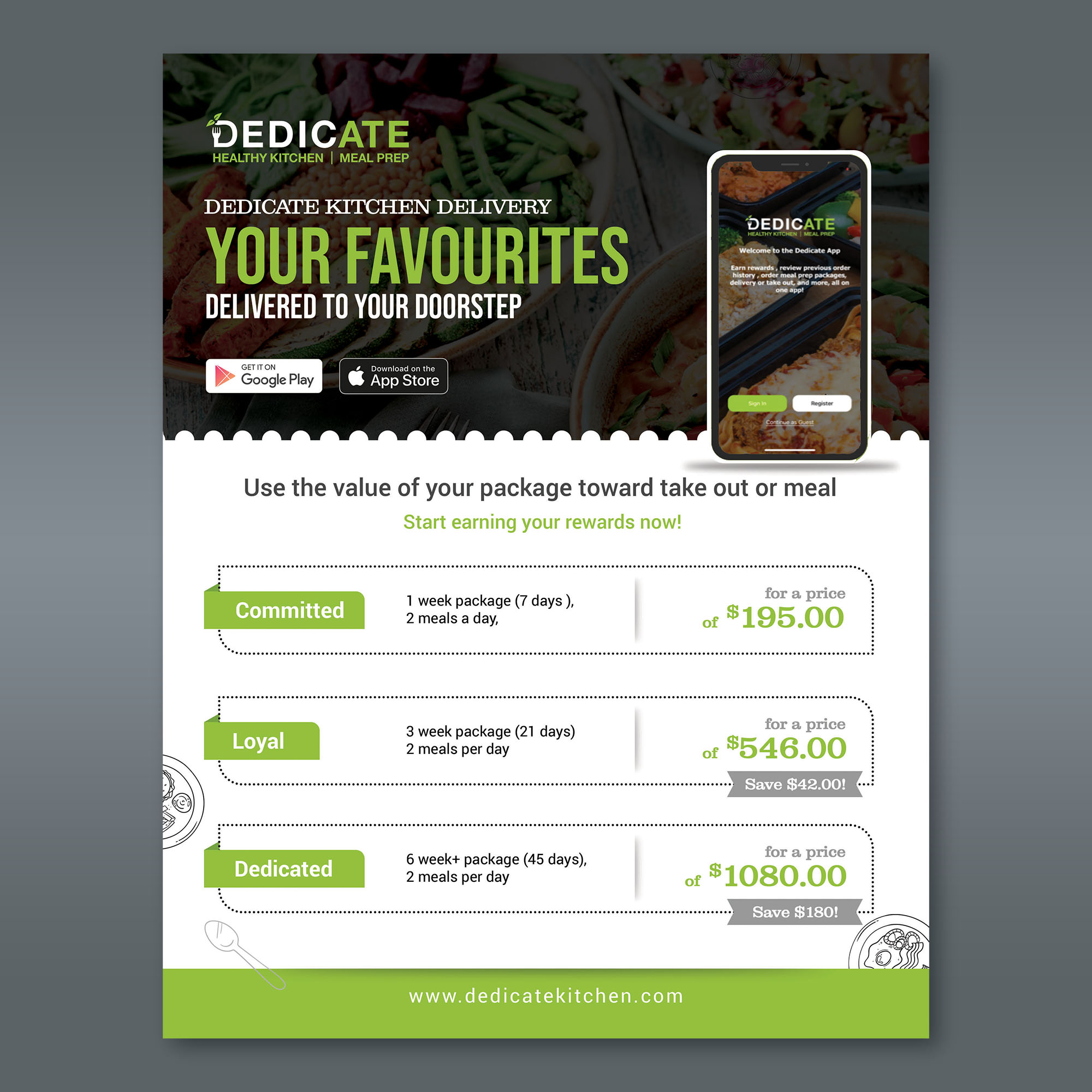 Diseño de Flyer por aspiremedia para DEDICATE Healthy Kitchen | Diseño #28005220