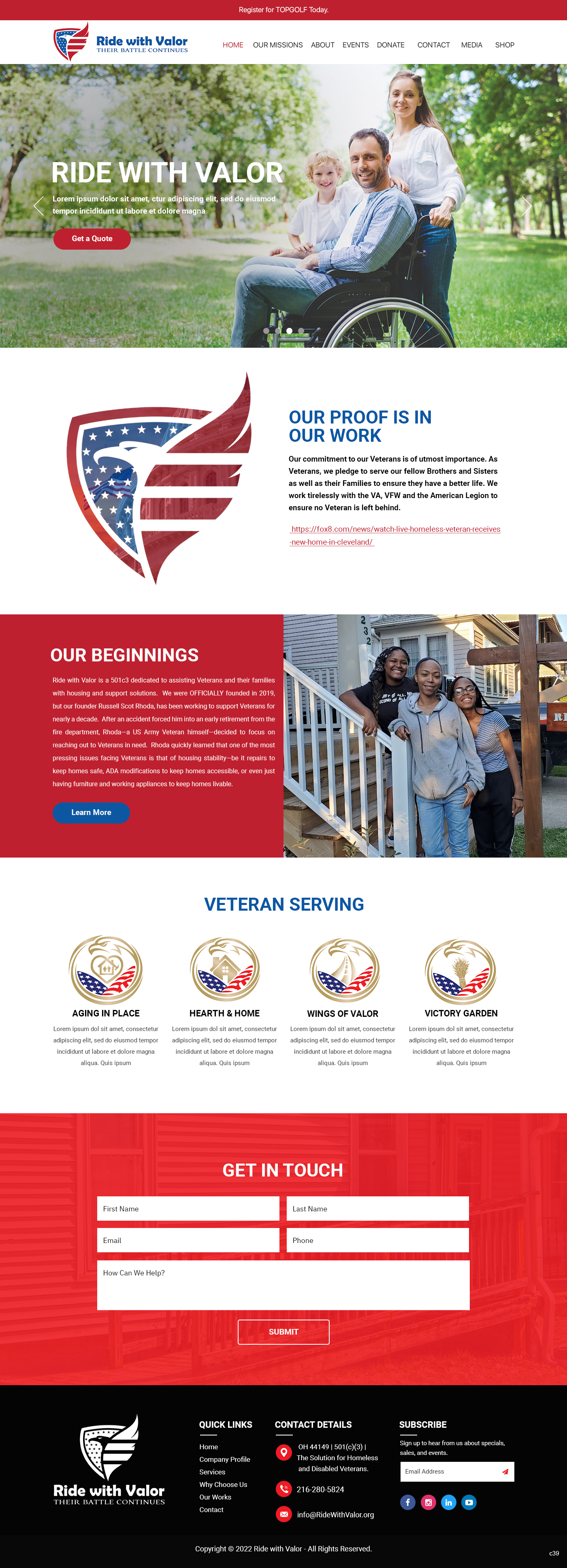 Wordpress Design by pb for Ride with Valor | Design: #28032959