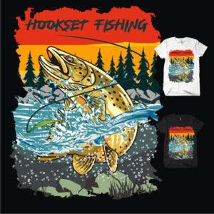 Hookset Fishing outdoor summer fishing T-Shirt | Diseño de Camiseta por Donan Rockezz