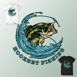 Hookset Fishing outdoor summer fishing T-Shirt | Diseño de Camiseta por Donan Rockezz