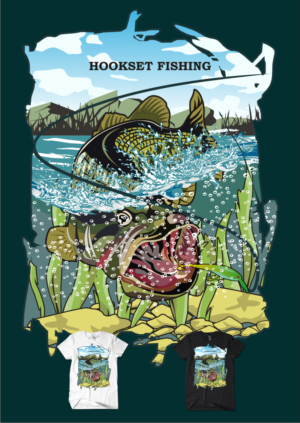 Hookset Fishing outdoor summer fishing T-Shirt | T-Shirt-Design von Donan Rockezz