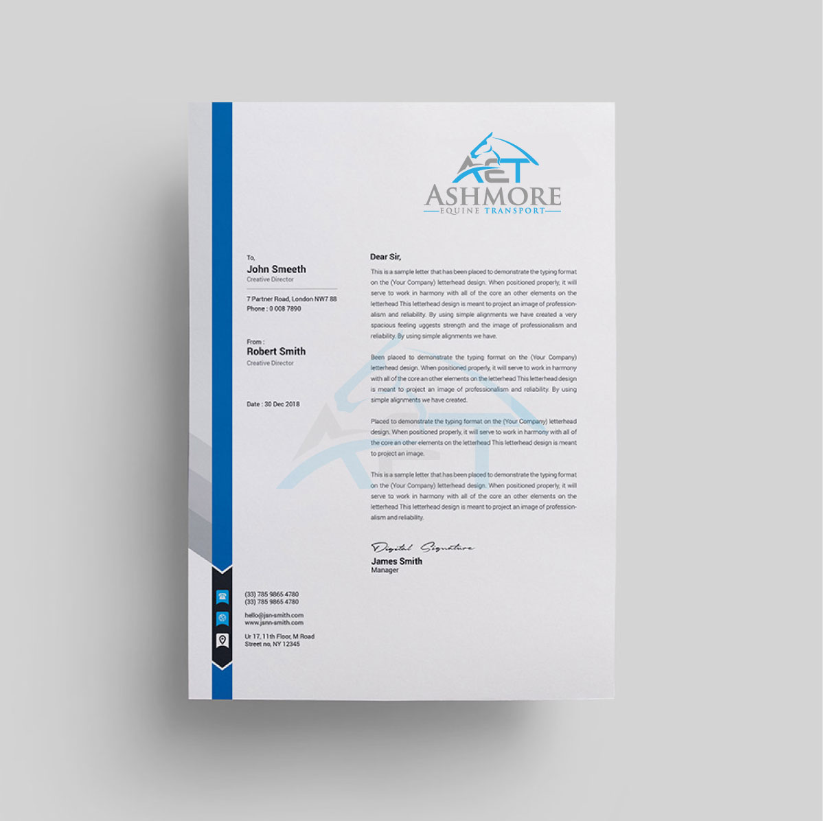 Logo Design by Runner247 for Ashmore Equine Transport | Design #28054729