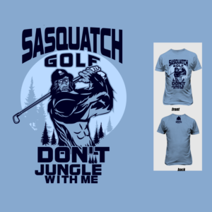 My brand is sasquatch golf | T-shirt Design by Devondad
