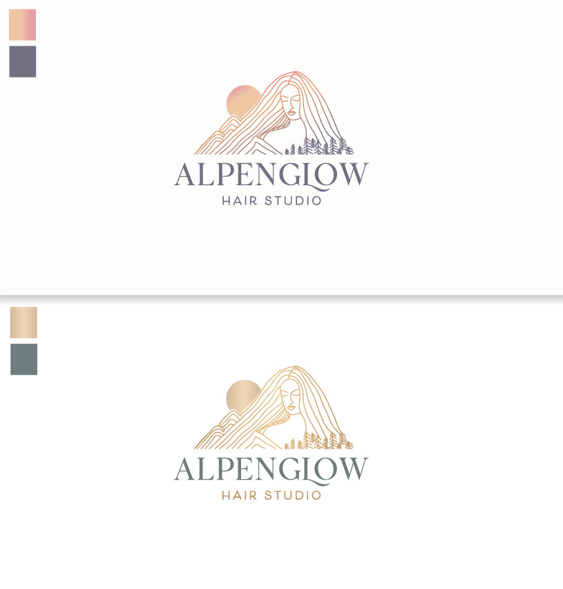 Logo Design by Birdcage for Alpenglow hair studio | Design #28124453