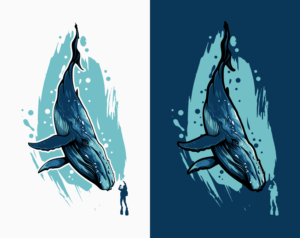 Vector Drawing of a Blue Whale | Vector Design by Jagerstraum