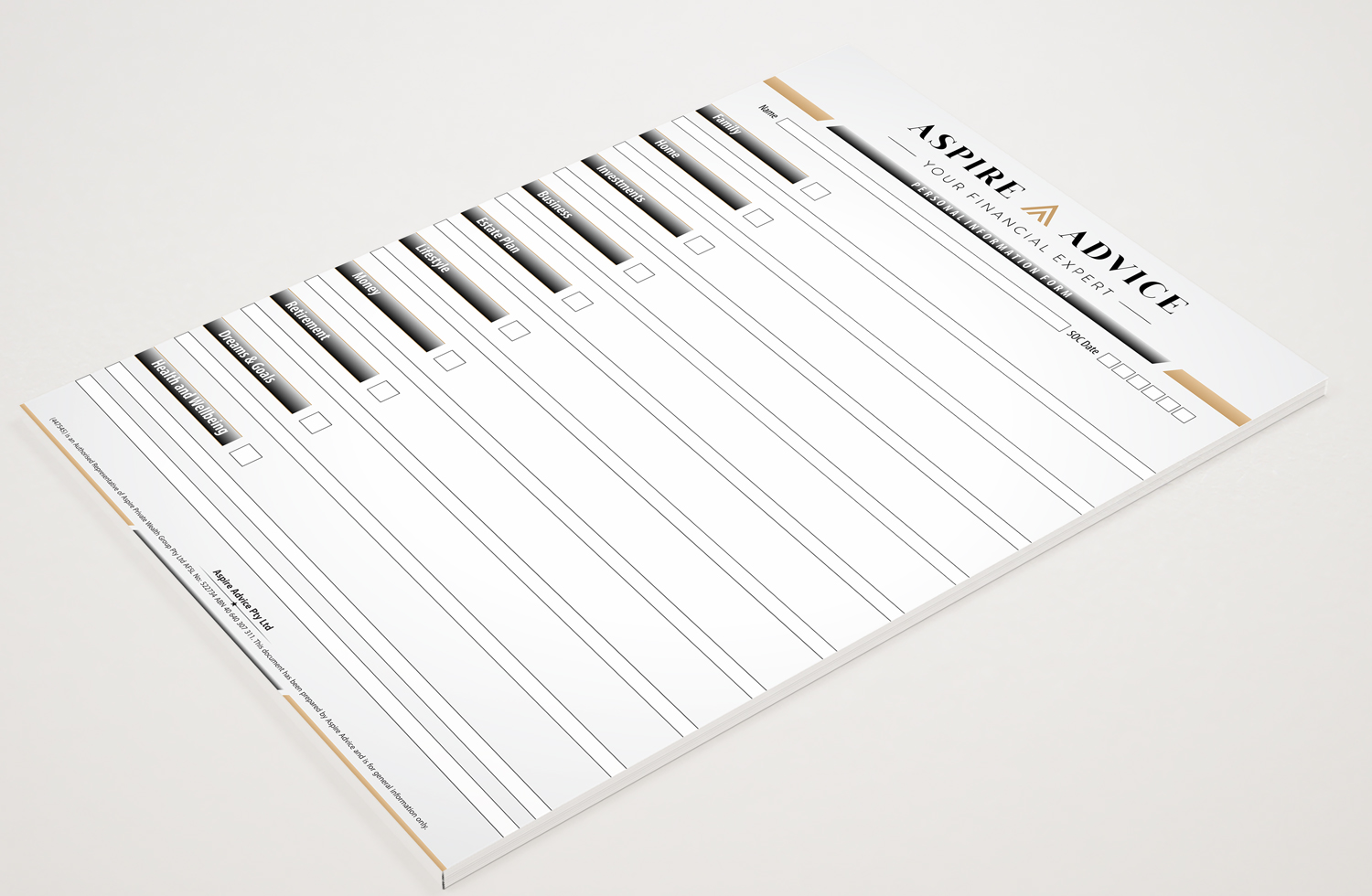 Schreibwaren-Design von Petter Goms für Aspire Advice | Design #28123699