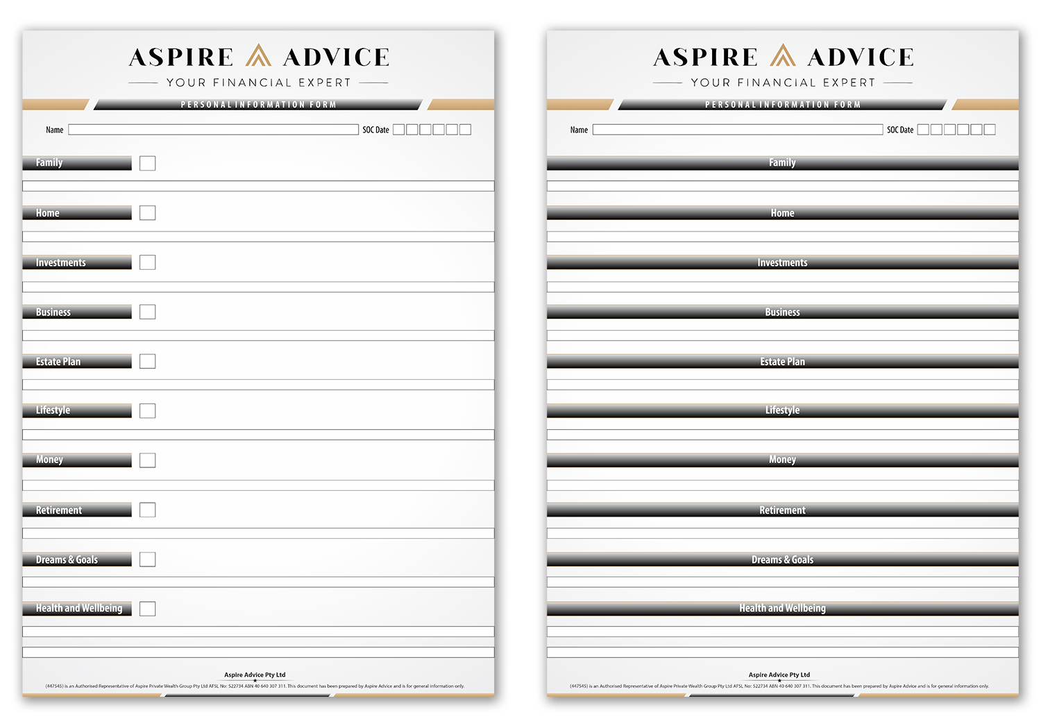 Schreibwaren-Design von Petter Goms für Aspire Advice | Design #28124187