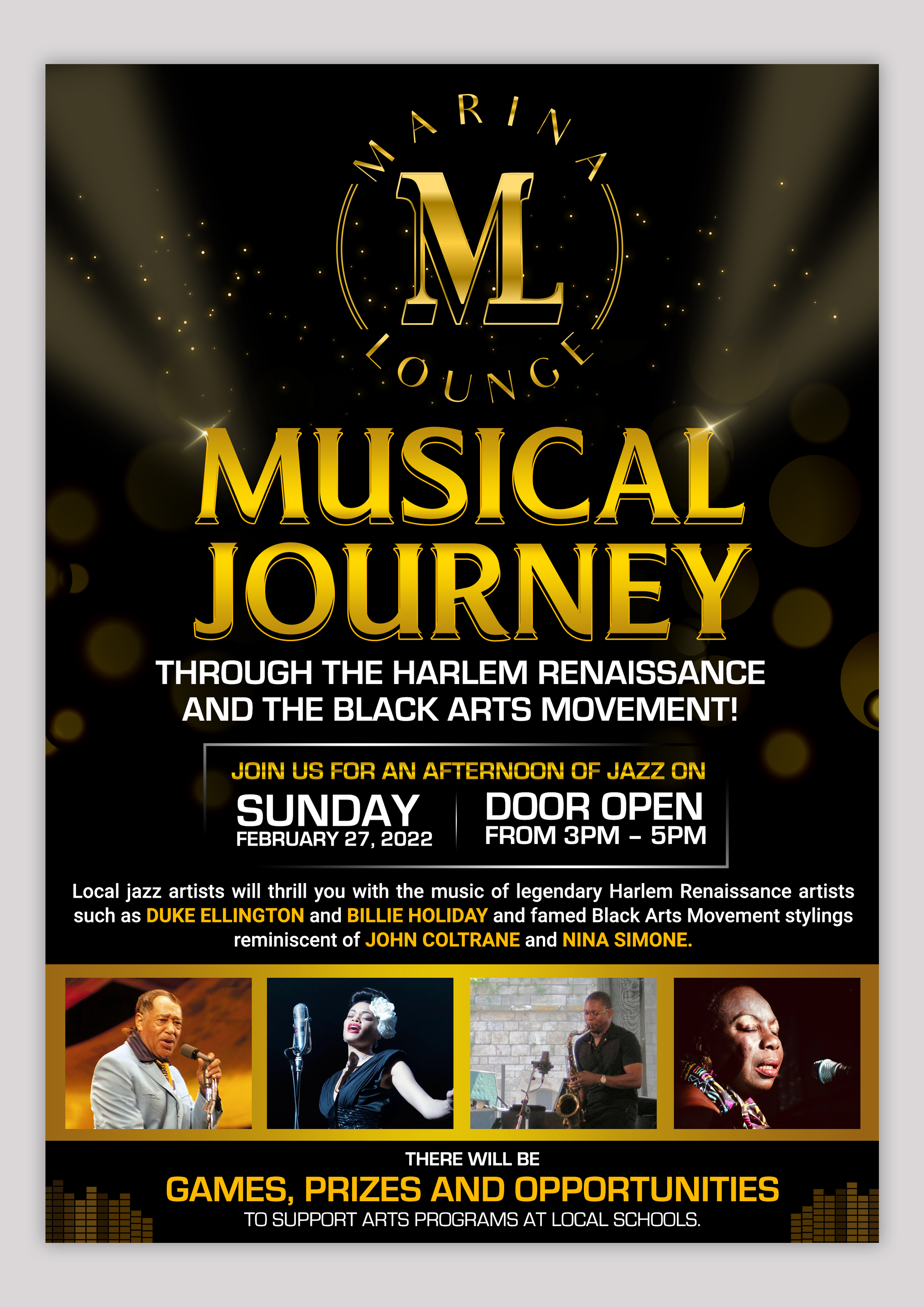 Flyer Design by SAI DESIGNS for Marina Lounge Suisun | Design #28133714