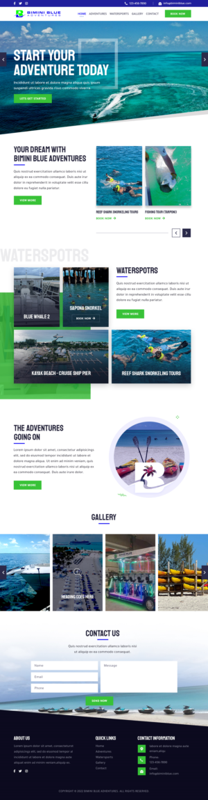 Bimini Blue Adventures is an Exciting Water and Land Excursions business that needs a website. | WordPress-Design von sai.designer87