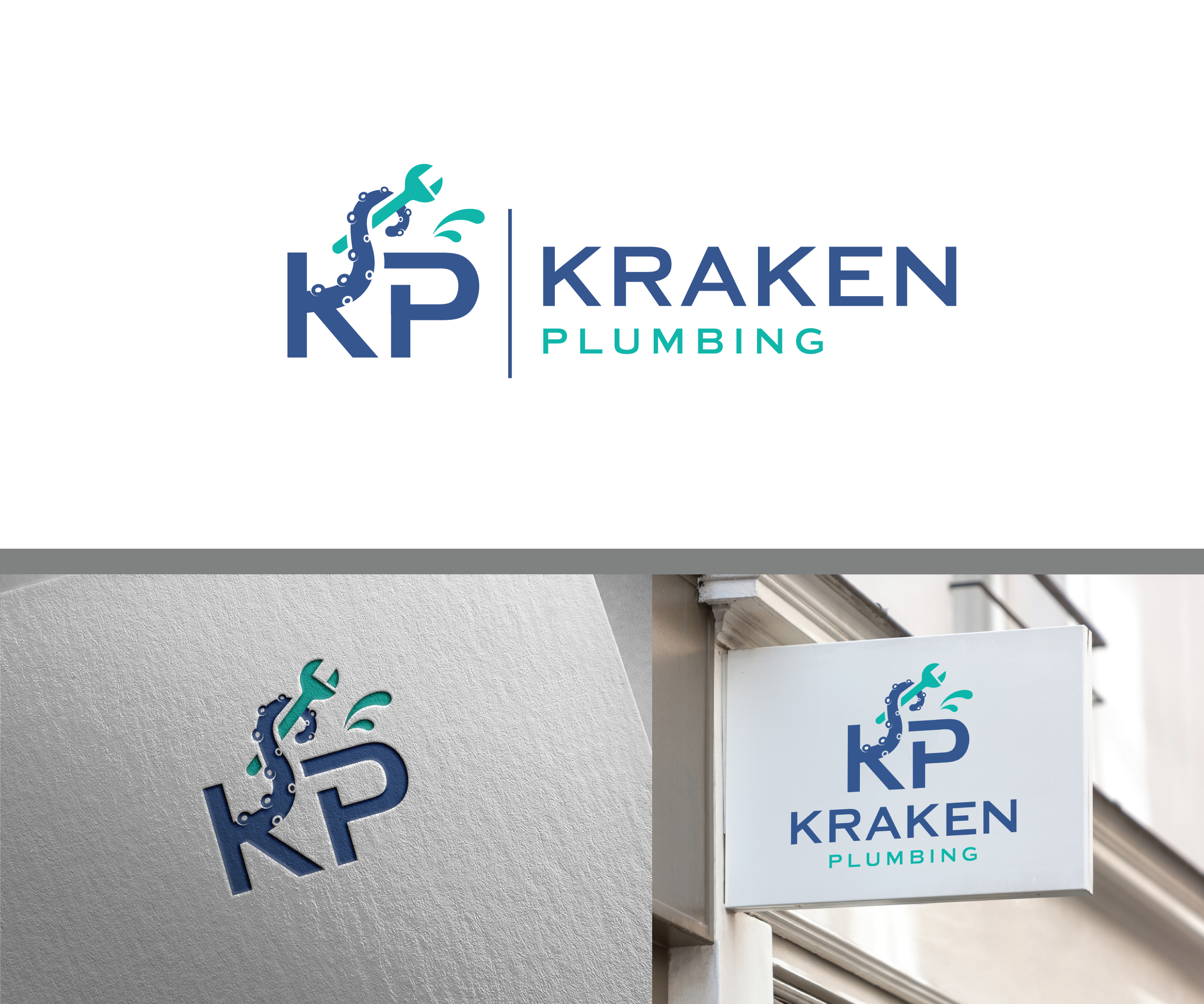 Logo Design by ecorokerz for Kraken Plumbing  | Design #28139233