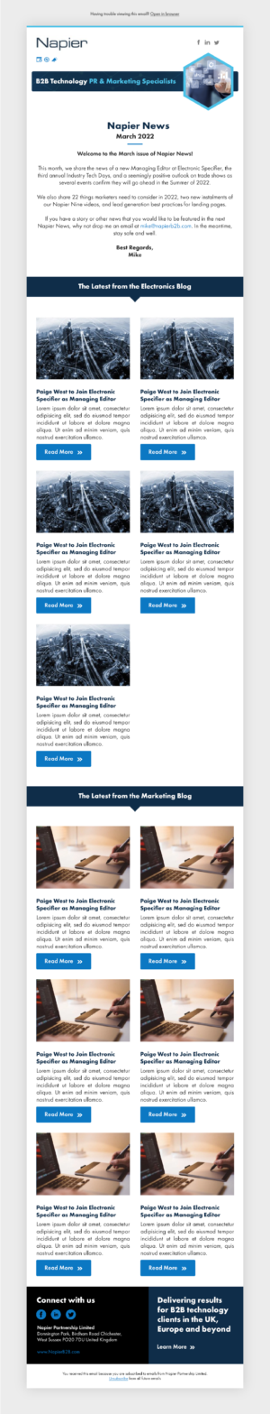 Newsletter Design by ed_scenery for Napier Partnership Limited | Design #28178972