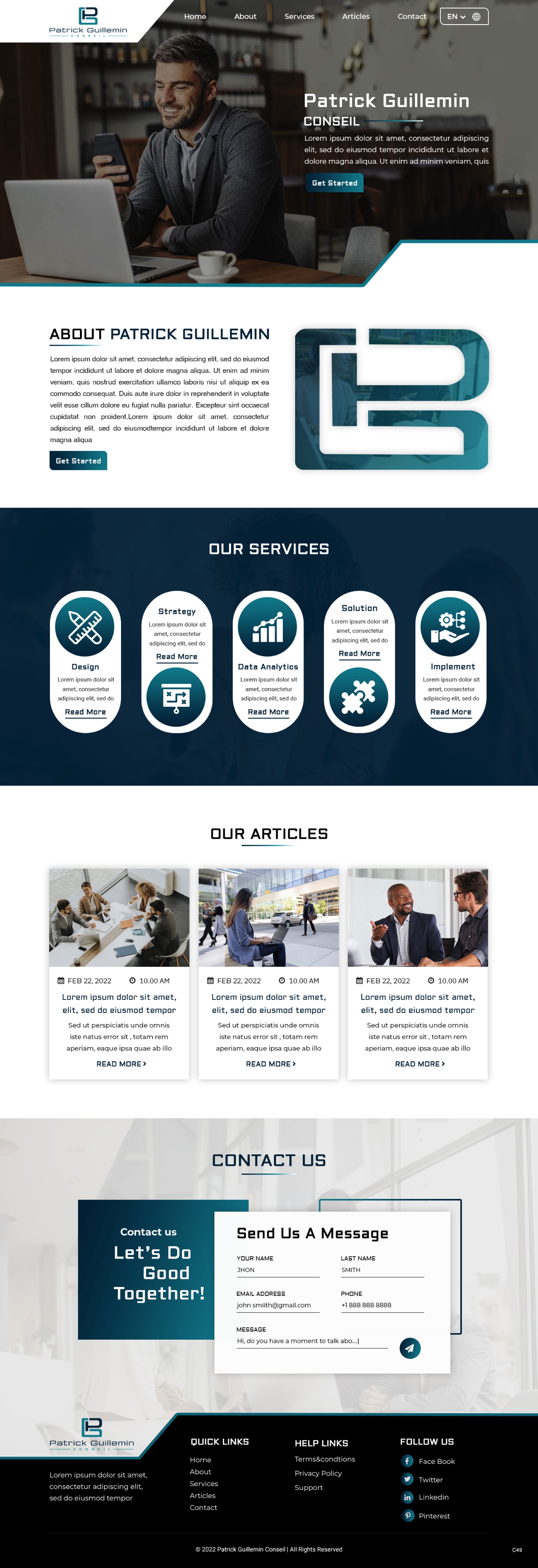 Diseño Wordpress por pb para Patrick Guillemin Conseil SARL | Diseño #28157108