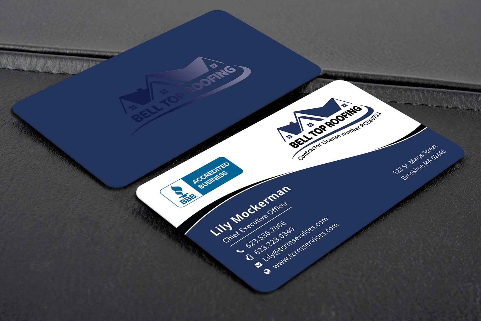 Business Card Design by Creative Moon Design for Bell Top Roofing | Design #28152425