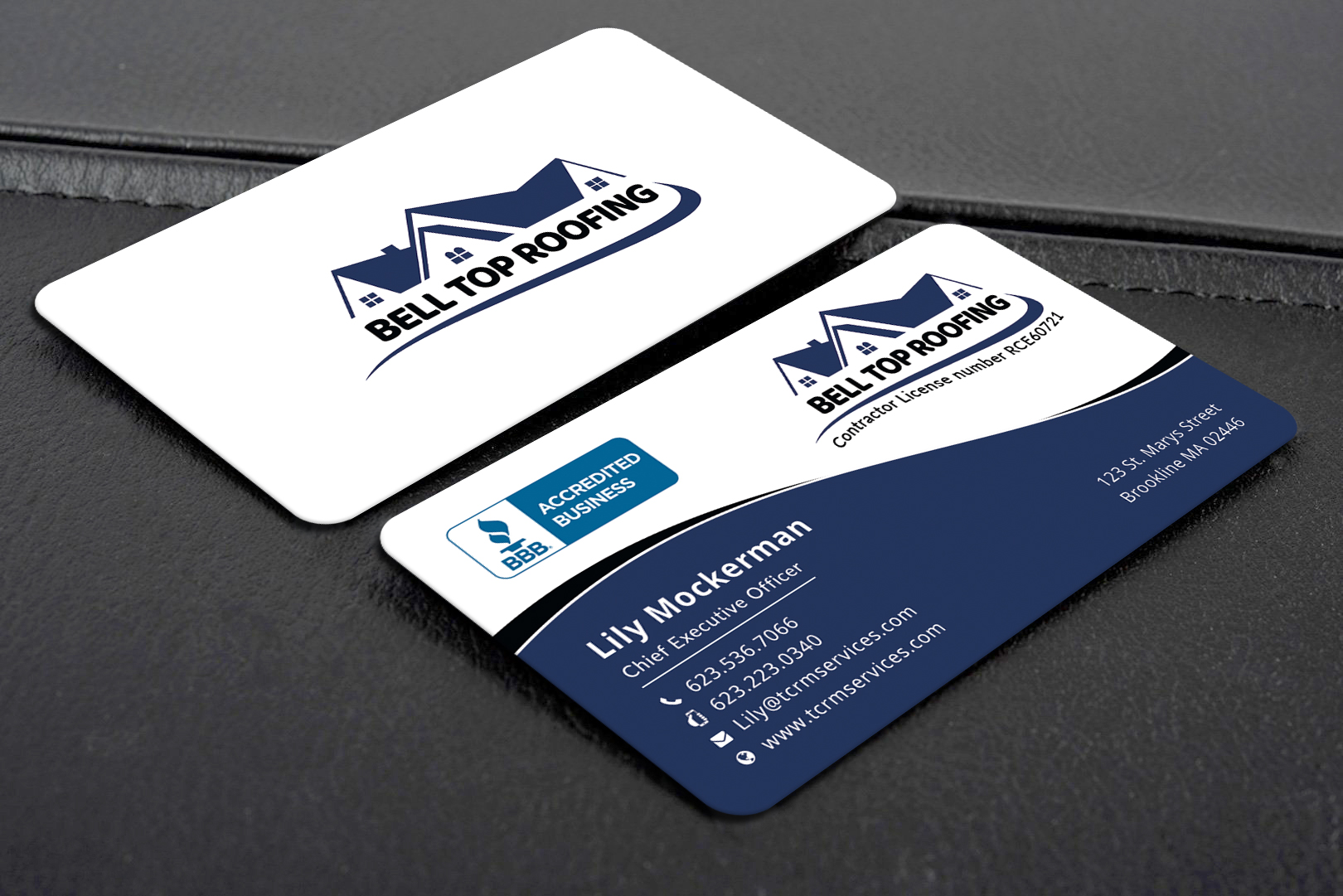 Business Card Design by Creative Moon Design for Bell Top Roofing | Design #28152426
