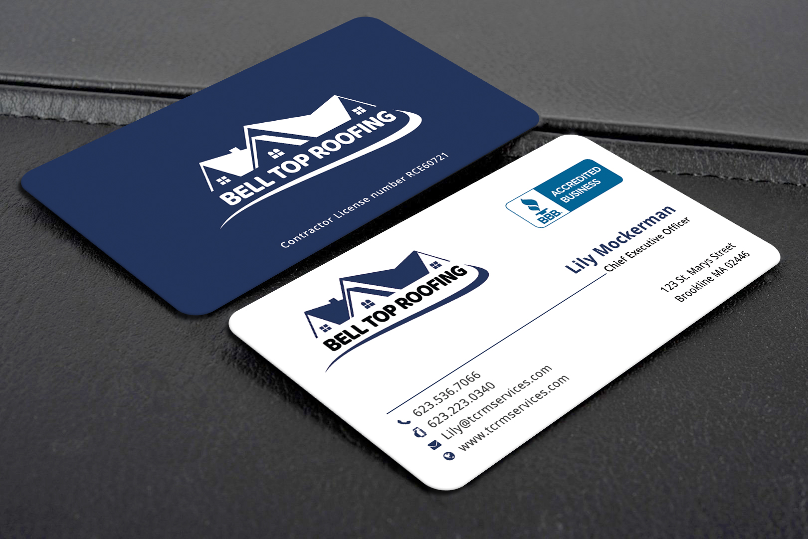 Business Card Design by Creative Moon Design for Bell Top Roofing | Design #28152428