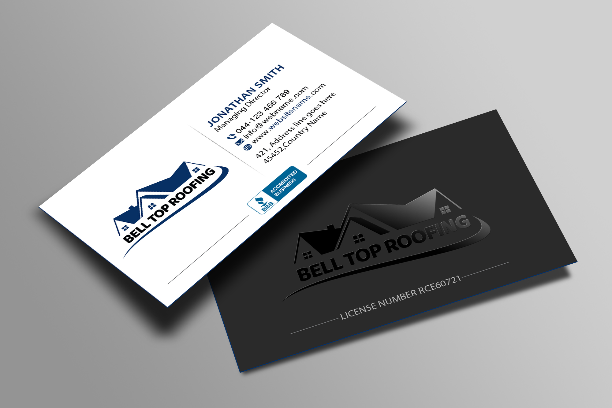 Business Card Design by Creations Box 2015 for Bell Top Roofing | Design #28154239