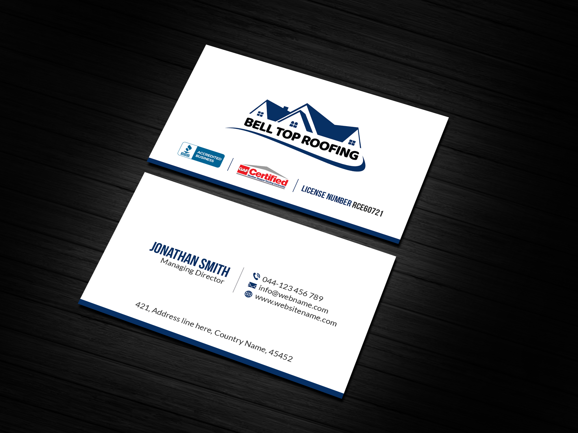 Business Card Design by Creations Box 2015 for Bell Top Roofing | Design #28154240