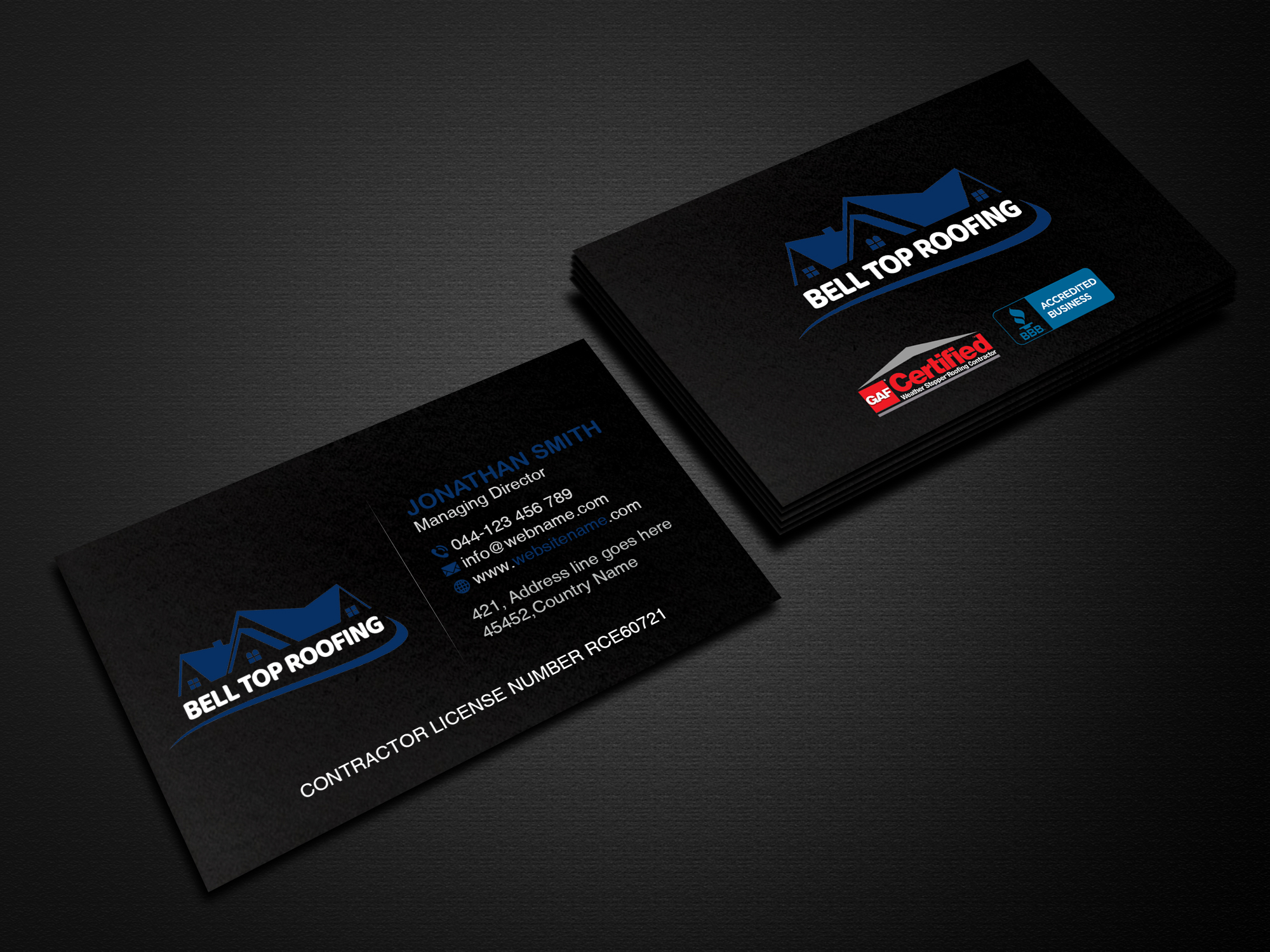 Business Card Design by Creations Box 2015 for Bell Top Roofing | Design: #28154242